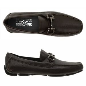 Salvatore Ferragamo Parigi Pebbled Hickory Brown Leather Size 9 US New